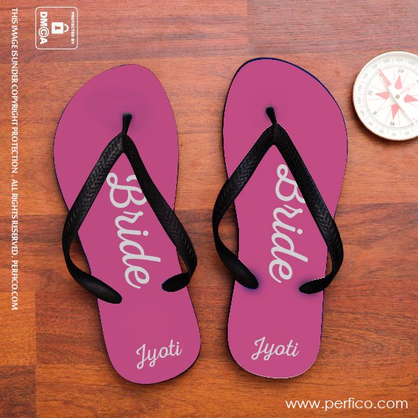 Bride and 2025 groom flip flops