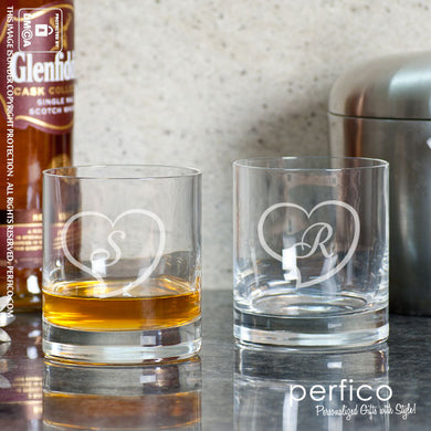 Hearts © Personalized Whisky Glasses - SET of 2